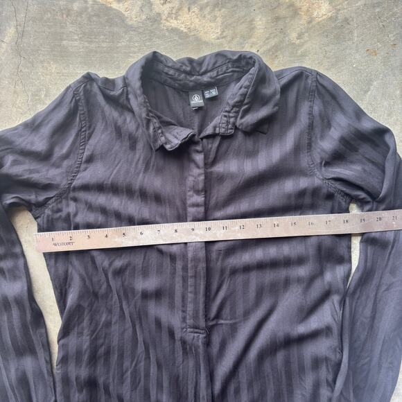Volcom Romper Long Sleeve Women's M Black Striped One Piece Collared Jumpsuit - Picture 7 of 14